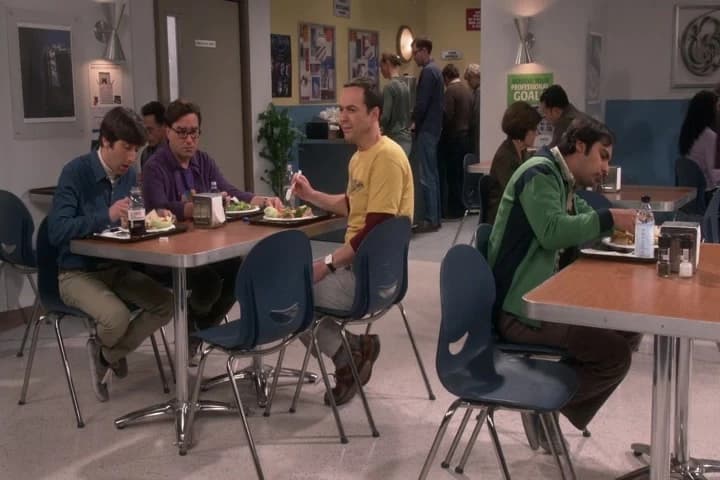 He's got that whole table
to himself.